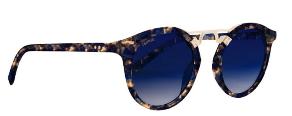 QWAVE LB Polarized Sunglasses Blue Tortoise Frame Gradient Mirror Lens Gold New